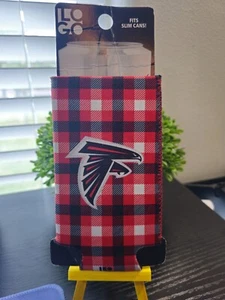Atlanta Falcons Plaid Slim Can Cooler, NFL Coozie Koozie Coolie *Rare* - Picture 1 of 2