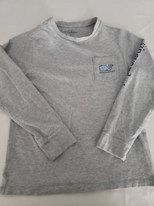 Vineyard Vines Christmas Whale Long Sleeve Shirt Youth Size S (8-10) grey EUC - Picture 1 of 5