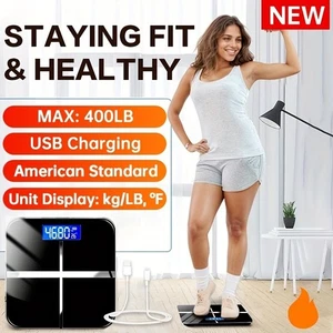 Digital Battery Powered Bathroom Body Weight Scale - 400 LBs High-Capacity - Picture 1 of 16