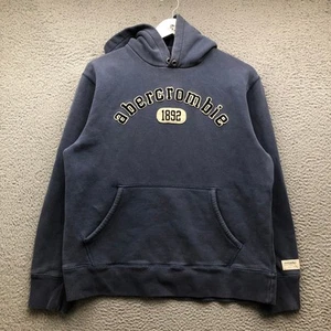 Vintage Abercrombie Sweatshirt Hoodie Boys Youth XL Long Sleeve Embroidered Navy - Picture 1 of 13