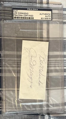 Joe DiMaggio NY Yankees “Best Wishes” Signed Index Card Cut PSA/DNA Slabbed - Image 1 of 2