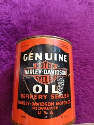 🏍️ Vintage-Style Harley-Davidson Motorcycle Oil Can Replica, Naturally Aged - Image 1 of 4