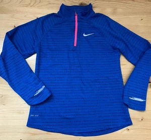 Girls size L Nike Dri Fit Blue 1/4 Zip Running Pullover Excellent (16.5"x22") - Picture 1 of 5