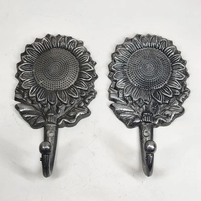 VTG Sunflower Hook Pair Towel Coat Hat Hanger Cottagecore  Aluminum 6 x 3.2 - Image 1 of 4