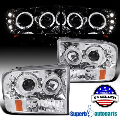 Fits 1999-2004 Ford F250 F350 F450 Super Duty Halo Projector Headlights LED Tube Foto 1 de 4