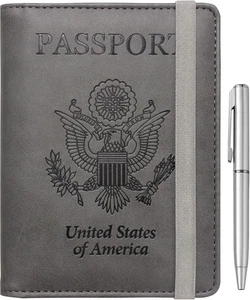 Funda para pasaporte de viaje billetera con RFID para hombre y mujer Cuero PU - Picture 1 of 12