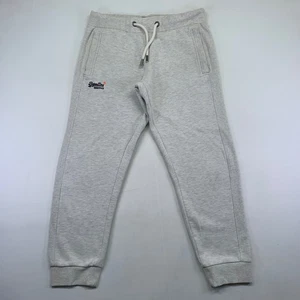 Superdry Mens Sweatpants Joggers Large Casual Gray Embroidered Heavy Drawstring - Picture 1 of 18