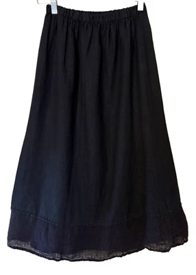 FLAX by Jeanne Engelhart 100% Linen Skirt Long Black Gauze Bottom Maxi Sz Petite - Image 1 of 4