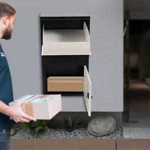 Wall Mount Locking Drop Box Steel Mailbox for Rent Payments Mail Heavy Duty NEW - Picture 1 of 22