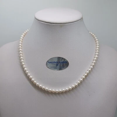 ARMONIE COLLANA DI PERLE BIANCHE 4,5-5 mm CON CHIUSURA IN ORO BIANCO 18KT (0495) - Immagine 1 di 4