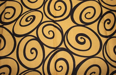 IRON WORK DARK LINES SCROLLS ON TAN-GOLD MICHAEL MILLER FABRICS COTTON SEW QUILT - Image 1 of 4