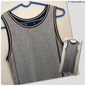 MERCER & MADISON Womens Small T-Shirt Dress Sleeveless Gray Trim Accent NWOT - Picture 1 of 8