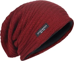 Men's Oversize Skull Slouch Beanie Large Skullcap Knit Hat - Picture 1 of 22