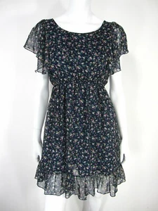 OPCAO Short Sleeve Dress Size S Small Scoop Neckline Black Floral  - Picture 1 of 11