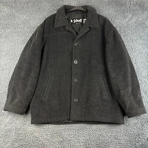 Vintage Schott Jacket Mens XL Black Grey Military Made In USA NYC Car Coat Wool - Picture 1 of 9