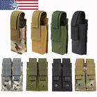 Tactical Molle Double Pistol Mag Pouch Single Double Stack Magazine for 9mm/.40