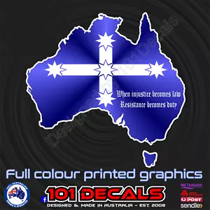 20cm Eureka Southern Cross Australia "When injustice becomes law" decal sticker - Picture 1 of 7