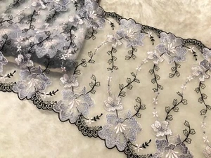 23cm Multi Colour Mesh Beautiful Flowers Embroidered Lace trim Dress Per Meter - Picture 1 of 7