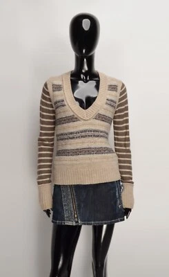 Suéter Jersey Tory Burch Mangas a Rayas Lana Mezcla Alpaca Cuello en B Talla S Foto 1 de 4