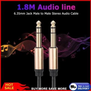 Gold Plated 6.35mm Male to Male Stereo Audio Cable for Guitar Mixer Amplifier - Picture 1 of 8