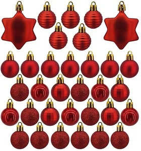 33 Weihnachtskugeln Set Christbaumkugeln Kugeln Set Christbaumschmuck rot - Bild 1 von 3
