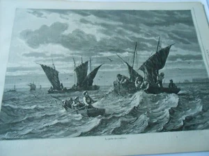 Gravure 1868 - La pêche des Sardines - Picture 1 of 1