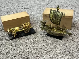 Vintage japanische 7 Glücksgötter Drachenschiff Zelluloid Boot Figur 2 Stück - Bild 1 von 15