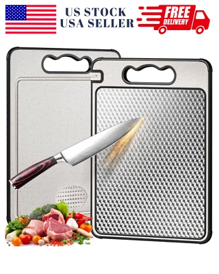 Tabla de cortar paja de trigo y titanio de doble cara negra 14,4" x 9,8" - no tóxica Foto 1 de 4