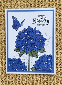 CARD KIT Handmade HAPPY BIRTHDAY Hydrangea Flowers 4 Cards With Envelopes - Picture 1 of 3