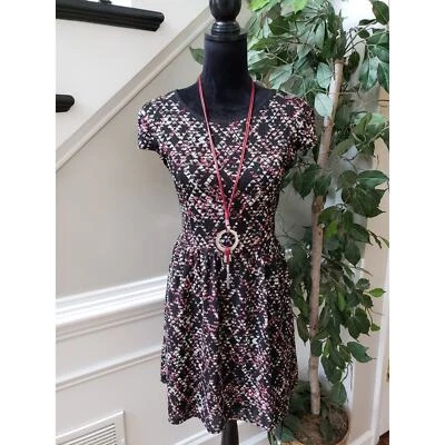 City Triangles Fit & Flare Dress Women's L Multicolor Geometric Print Cap Sleeve - Image 1 of 4