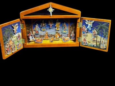 Roman Fontanini Nativity Advent Calendar Wooden Triptych Creche Hangers - Image 1 of 4