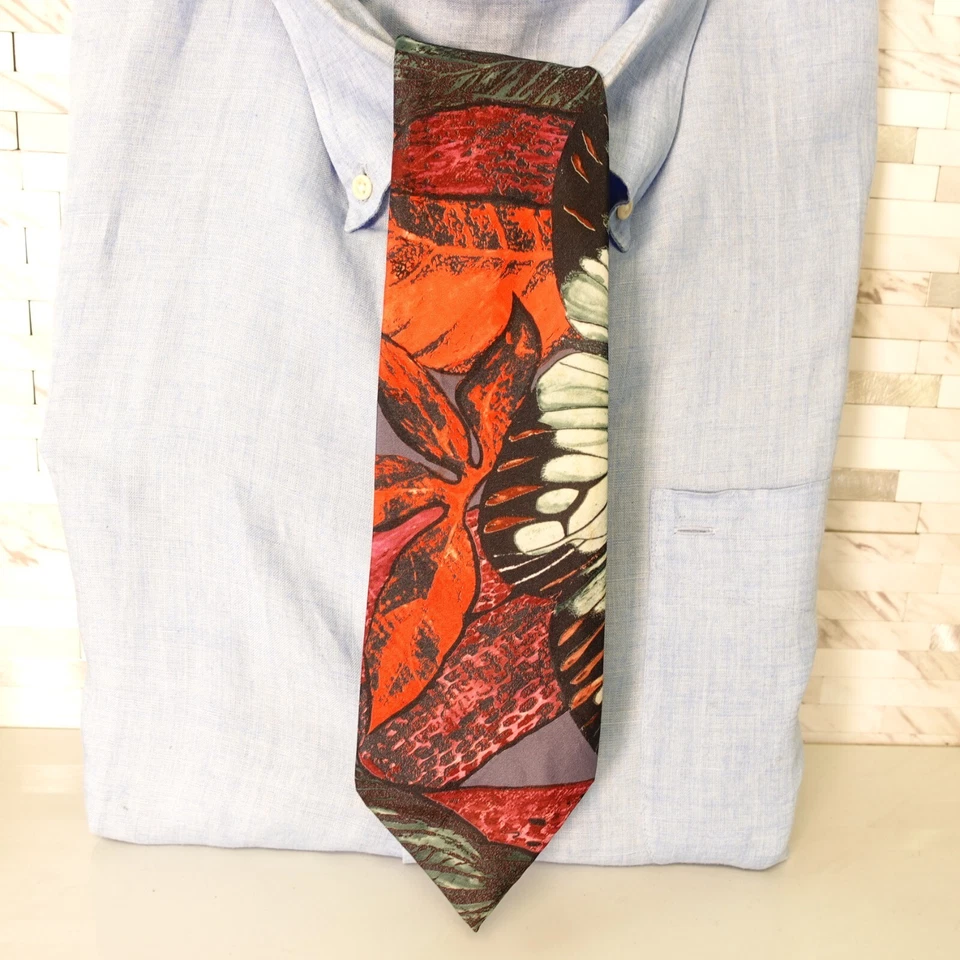 Corbata de cuello Prince Bellini para hombre roja pintura floral artista estilo italiano clásico EE. UU. Foto 1 de 4