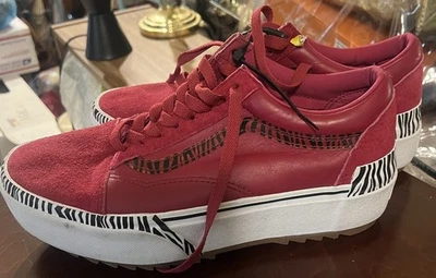 VANS Old Skool Zapatos de Plataforma Cebra Apilados Rosa Cerise Nubuck S 9.5 Mujeres 8 Hombres Foto 1 de 4