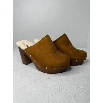 Zuecos de plataforma forrados de gamuza marrón vintage Mudd para mujer talla 8,5 Foto 1 de 4