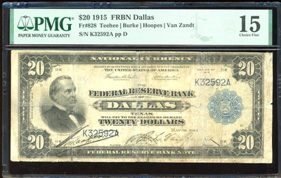 1915 $20 Federal Reserve Bank Note FRN FR-828 - Certified PMG 15 (Choice Fine) - Image 1 of 2