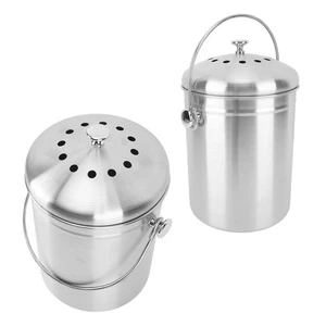 Countertop Compost Bin Round Stainless Steel Remove Odors Composting Bin AU - Picture 1 of 12