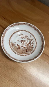 Antico piatto piattino marrone quaglia mobili 1913 Inghilterra set/2 ricambi caccia - Foto 1 di 6