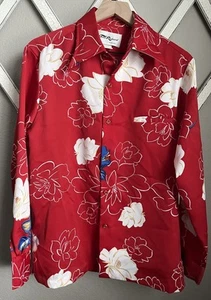 Vtg Tori Richard Honolulu Men's M Polyester Long Sleeve Hawaiian Floral Shirt - Picture 1 of 11