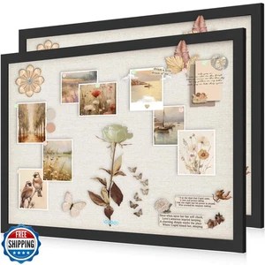 AKTOP 2er-Pack Kork Tafel Pinnwand mit Leinen 20" x 30", groß gerahmt Cor - Bild 1 von 5