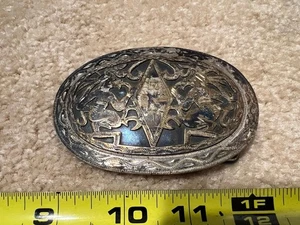 Vintage Mayan South American Indian belt buckle, Guatemalan .900 Silver 68 grams - Picture 1 of 4