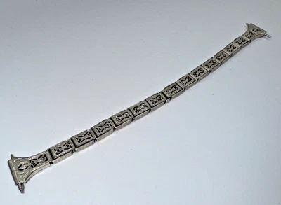 Antigua correa de reloj elástica de filigrana rellena de oro de 1-10 12k Sturdymaid tono plateado Foto 1 de 4