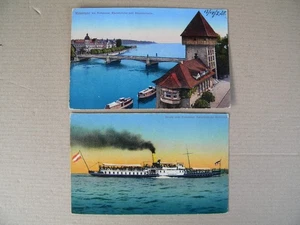 2 alte AnsichtsKarten vom BODENSEE 1928 KONSTANZ + Dampfer DORNBIRN - Picture 1 of 4