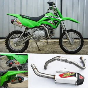 FULL SYSTEM EXHAUST MUFFLER RACING CARBON PIPE FIT FOR KAWASAKI KLX110 , KLX110L - Picture 1 of 15
