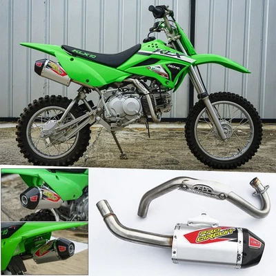 FULL SYSTEM EXHAUST MUFFLER RACING CARBON PIPE FIT FOR KAWASAKI KLX110 , KLX110L - Image 1 of 4