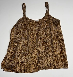 Diane Gilman Women's Size Medium 100% Silk Blouse Tank Leopard Print Brown Black - Picture 1 of 7