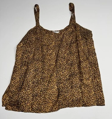 Diane Gilman Women's Size Medium 100% Silk Blouse Tank Leopard Print Brown Black - Image 1 of 4