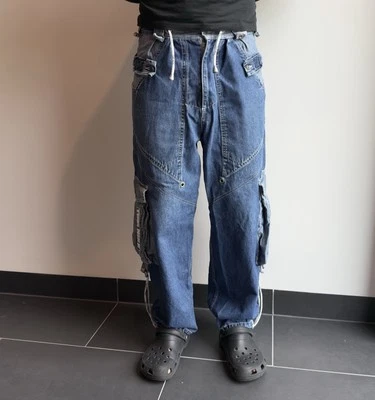 Pantalones de mezclilla holgados vintage de los años 90 Y2k Tom Nixx Nix pantalones de bolsillo para hombre talla S Foto 1 de 4