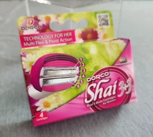 Dorco Shai 3+3 6 Blade Razors For Women Duel 3 Blade 4 Cartridges per pack - Picture 1 of 5