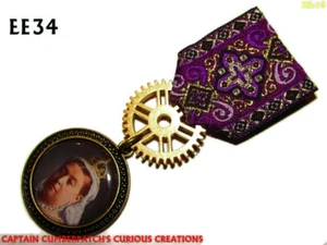 Steampunk Medal pin drape badge brooch Queen Victoria monarch royalty #EE34 - Picture 1 of 5