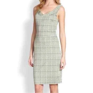 TORY BURCH 100% Silk RETRO PLAID Check Print MOD Sleeveless MINI Dress Size S - Picture 1 of 8